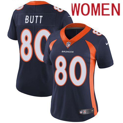 Women Denver Broncos 80 Jake Butt Navy Blue Nike Vapor Limited NFL Jersey